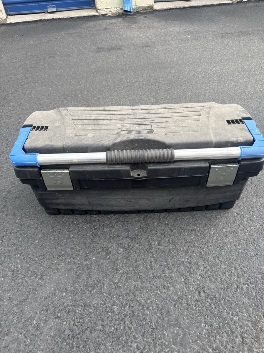 Plastic Tool Box with Removable Tray and Assorted Hand Tools