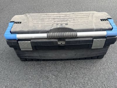 Plastic Tool Box with Removable Tray and Assorted Hand Tools