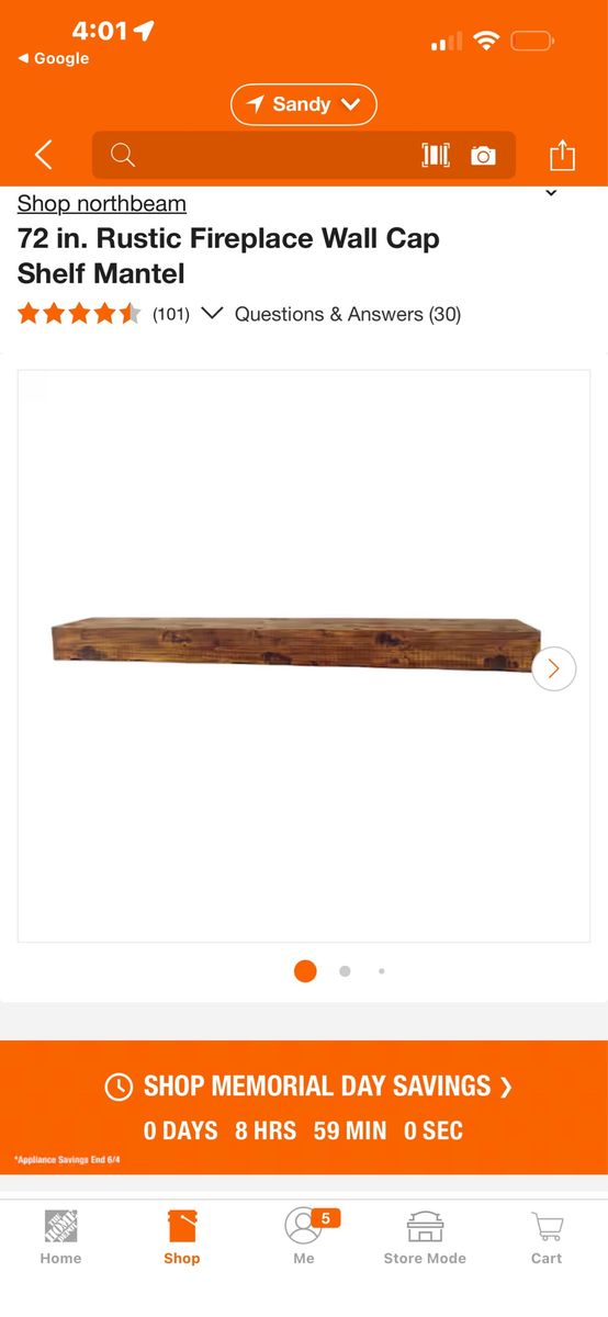 northbeam 72-inch Rustic Fireplace Wall Cap Shelf Mantel - Brown Wood Tone