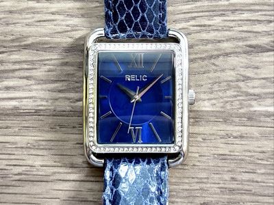 Relic by Fossil ZR34164 Women’s Blue Dial Crystal Bezel Quartz Watch Blue Strap