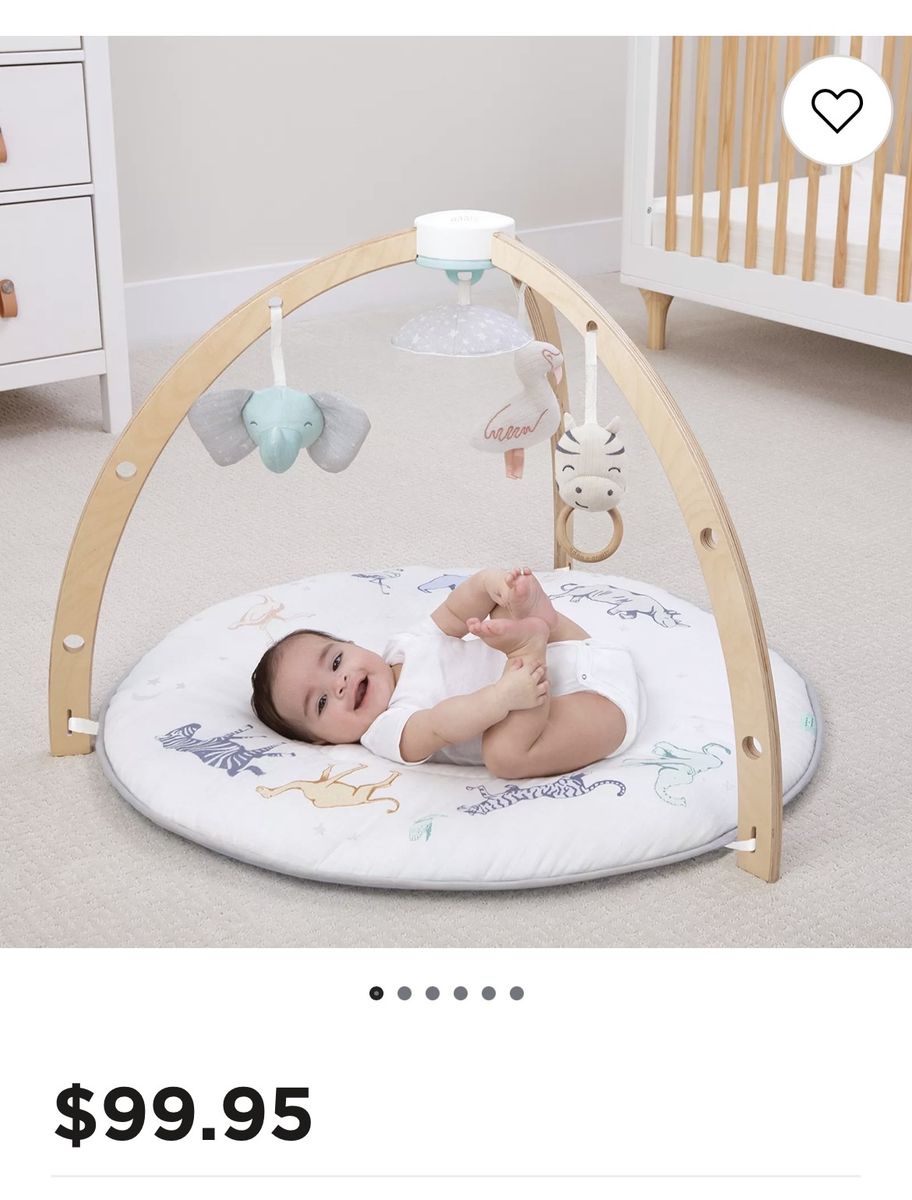 aden + anais Wooden Baby Activity Gym and Play Mat - Animal Safari