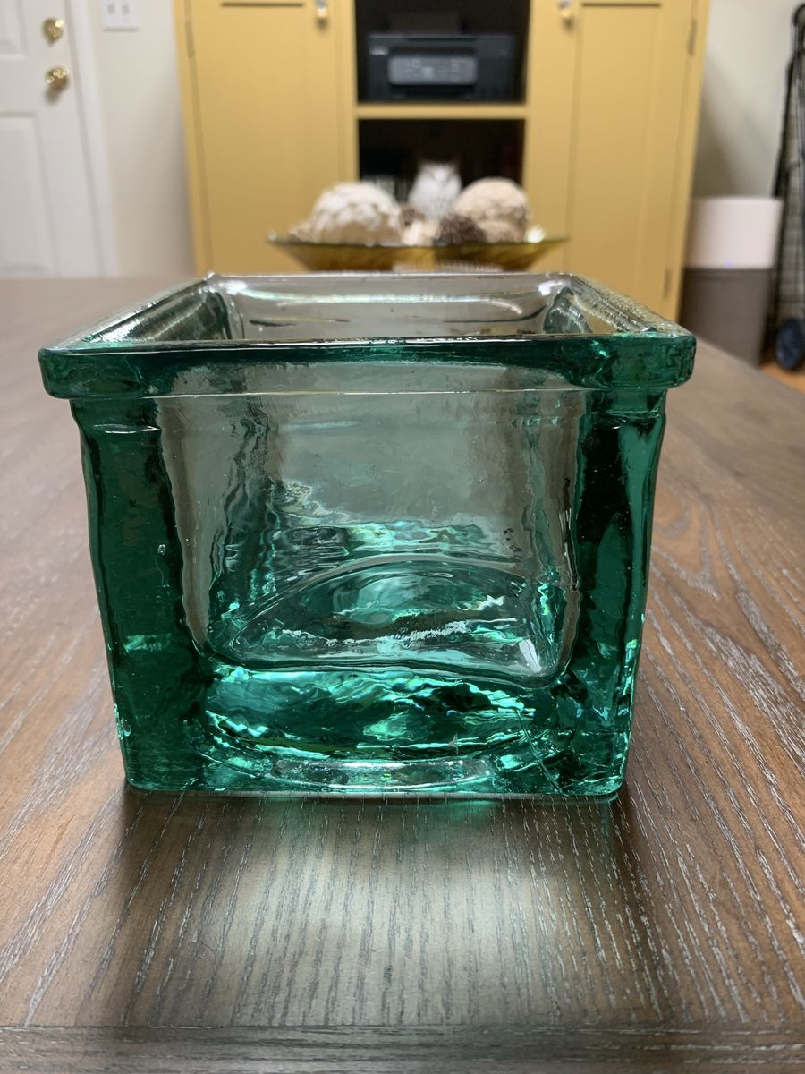 Heavy Green Recycled Glass Vase/Candle Holder