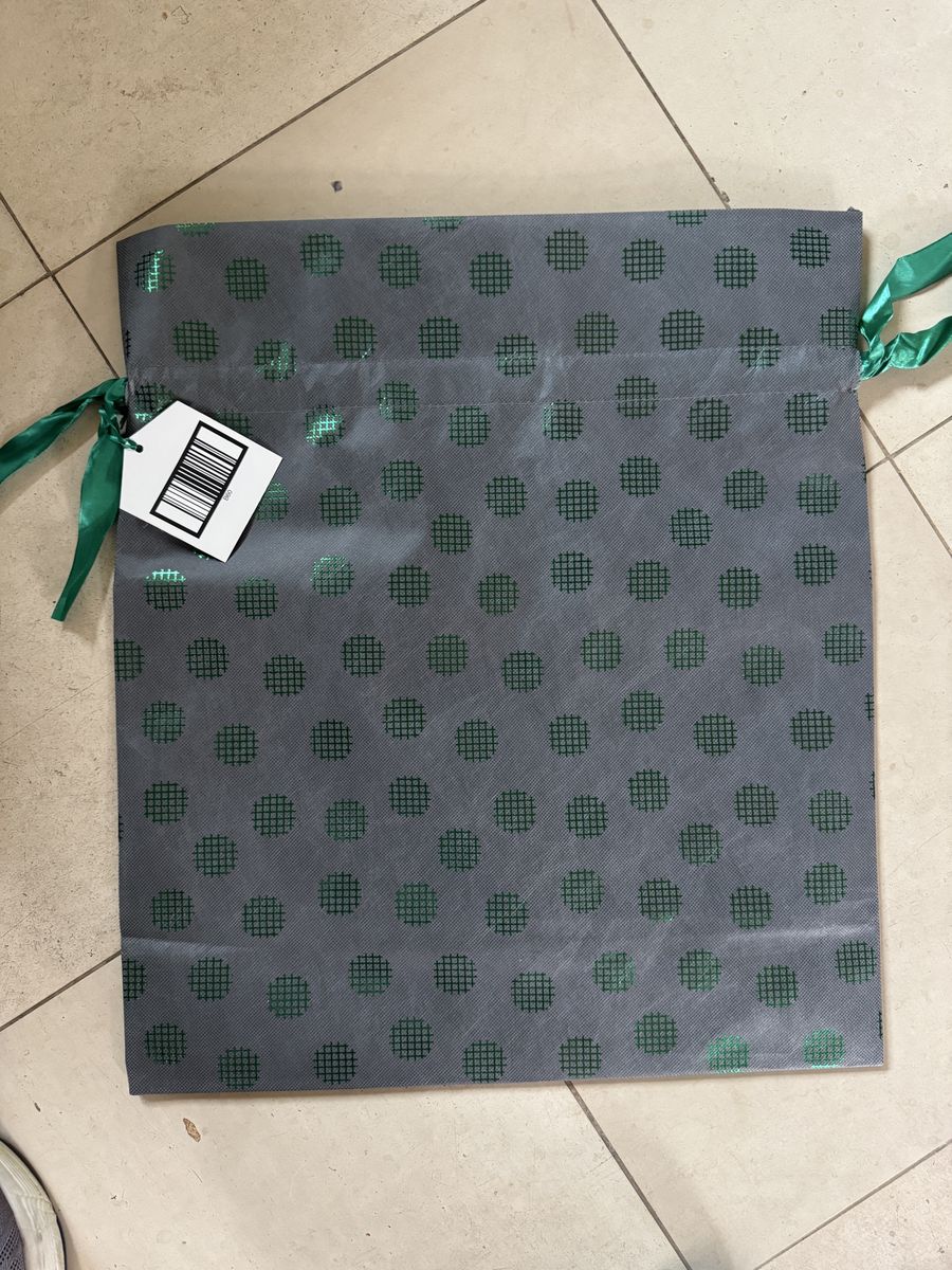 80 Pack Grey/Green Polka Dot Drawstring Gift Bags - 19.5"x22"+7.75" Reusable, Bulk Present Wrap