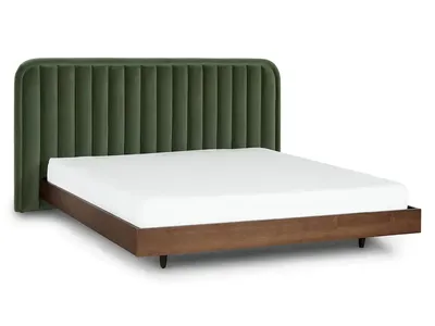 King Platform Bed + Velvet Headboard