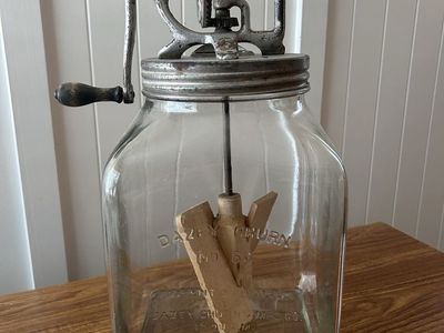 Vintage Dazey Churn No. 80 Butter Churn - Clear Glass Jar, Hand Crank Mixer, Pat. 1922