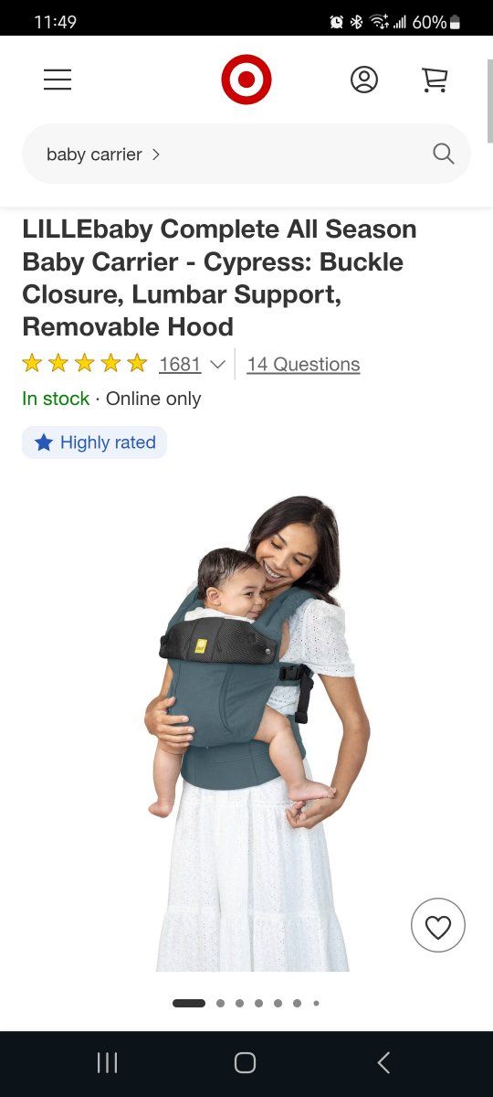 NEW - LILLEbaby Complete All Season Baby Carrier - Cypress - $89.99 MSRP - 4.8 Star Reviews @ Target