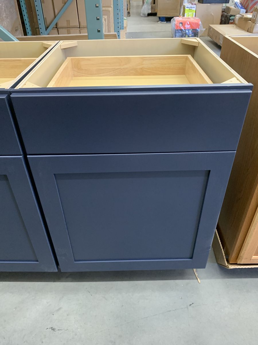 Hampton Bay Avondale 24 in. W x 24 in. D x 34.5 in. H Ready to Assemble Plywood Shaker Base Kitchen Cabinet in Ink Blue