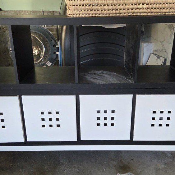 IKEA KALLAX Shelf Unit with 4 Drawers - Black/White, 30 3/8x57 7/8 inch