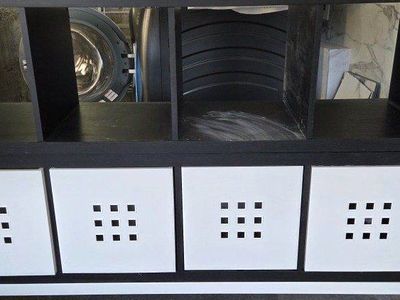 IKEA KALLAX Shelf Unit with 4 Drawers - Black/White, 30 3/8x57 7/8 inch