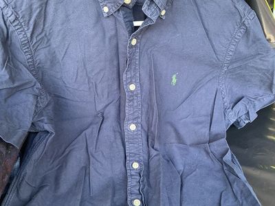 Polo Ralph Lauren Navy Blue Short Sleeve Oxford Shirt M Classic RL Untucked Fit
