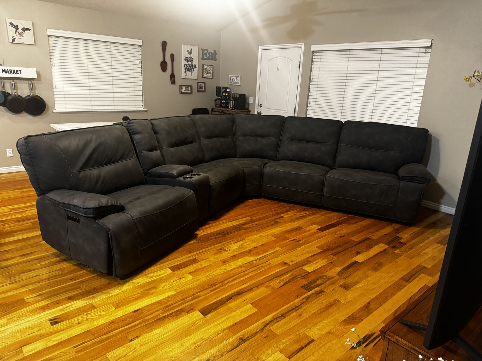 Reclining leather sectional