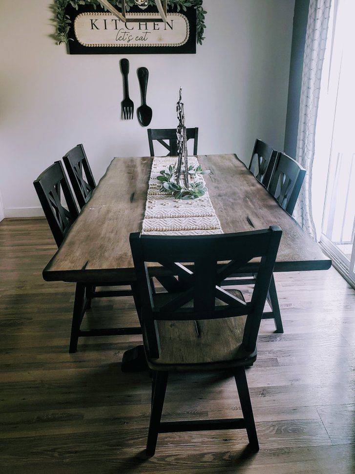 Orlando Farmhouse Sand & Black Trestle Dining Room Set