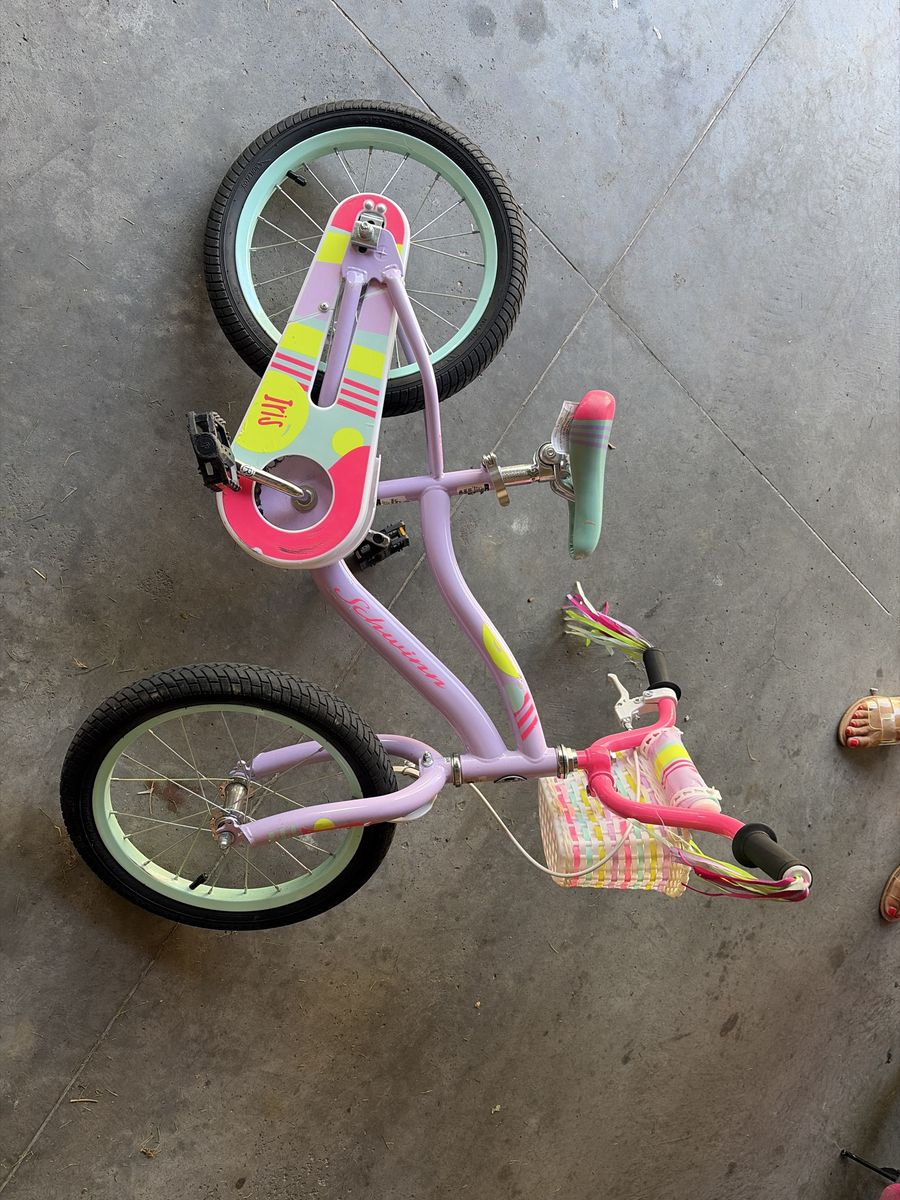Schwinn Iris 16" Kids Bike - Purple/Pink with Basket & Streamers