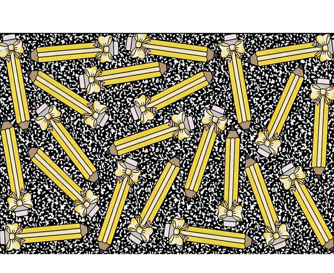 Flagship Carpets School Days Bow Pencils Educational Area Rug for Kids Room, Children's Classroom Rug for Teaching and Playroom,