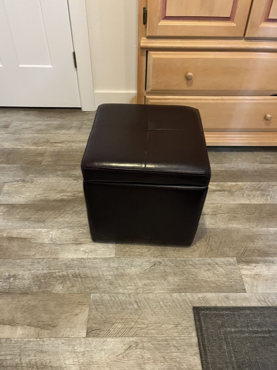 Dark Brown Faux Leather Storage Ottoman Cube $35