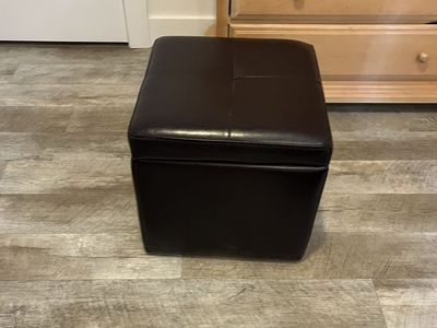 Dark Brown Faux Leather Storage Ottoman Cube $35