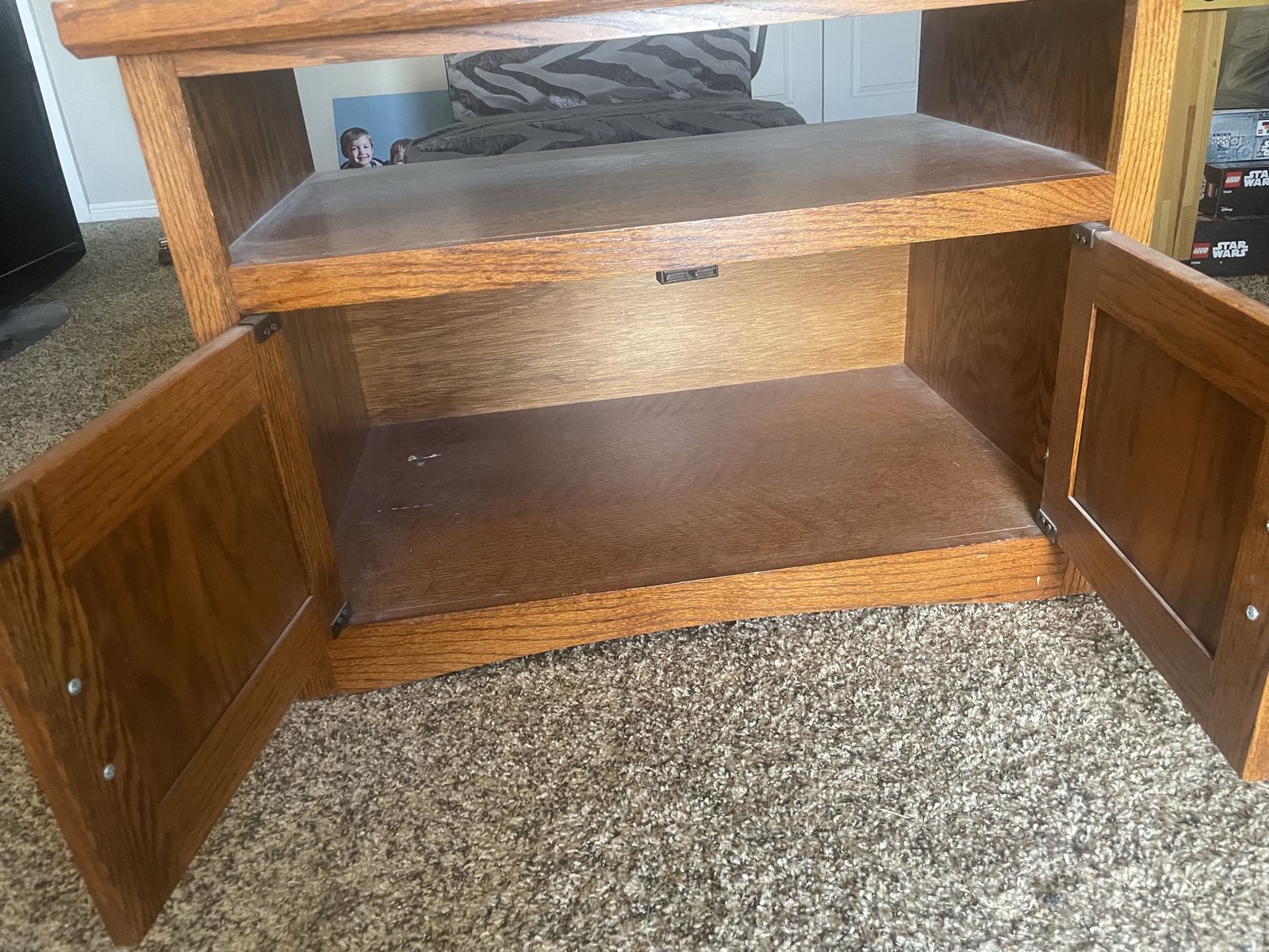 Wood TV Stand with Storage Cabinet