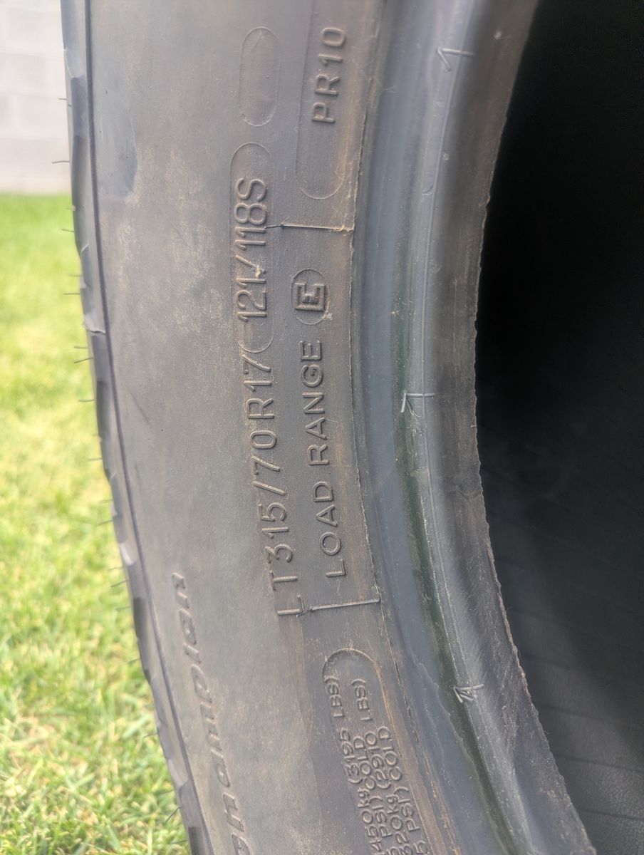 BFG 315 70R17 KO2 load range E