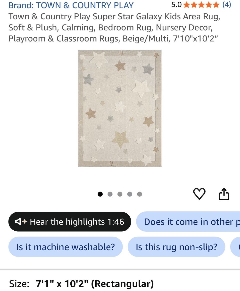 Town & Country Play Super Star Galaxy Kids Area Rug 7'10"x10'2" Beige/Multi