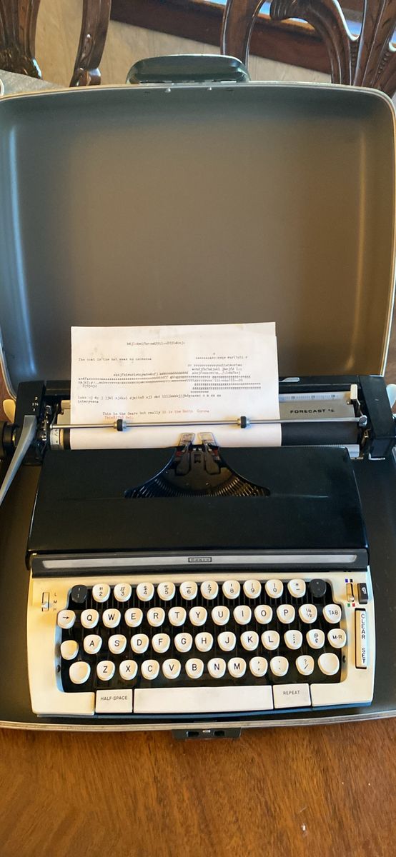 1965 Sears Forecast 12 Portable Mechanical Typewriter by Smith-Corona - 12" Carriage & Case