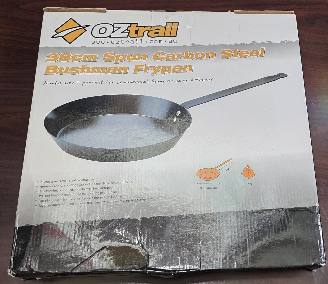 OZtrail 38cm Spun Carbon Steel Bushman Frypan