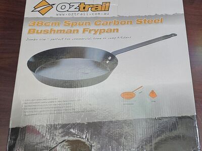 OZtrail 38cm Spun Carbon Steel Bushman Frypan