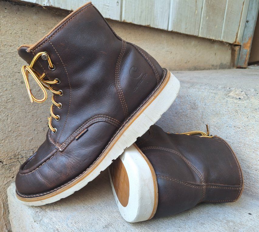 Mens Carhartt Waterproof Brown Leather Boots Sz 11