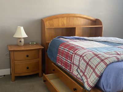 Wood bed with drawers and nightstand-Full size