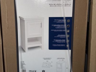 NEW Spa 18.5 inch White Single Sink Bath Vanity w/ White Cultured Marble Top