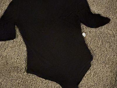 Bahmé Black Mock Neck Bodysuit with Snap Closure - Women's Small