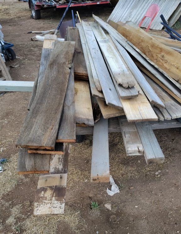 Assorted Reclaimed Wood Planks and Fence Sections