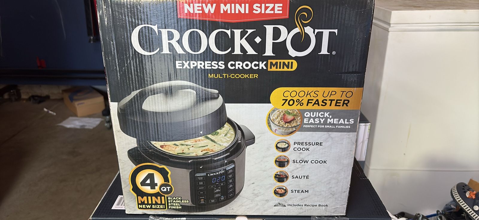 Crock-Pot Express Crock Mini 4 QT Multi-Cooker, Black Stainless Steel Finish