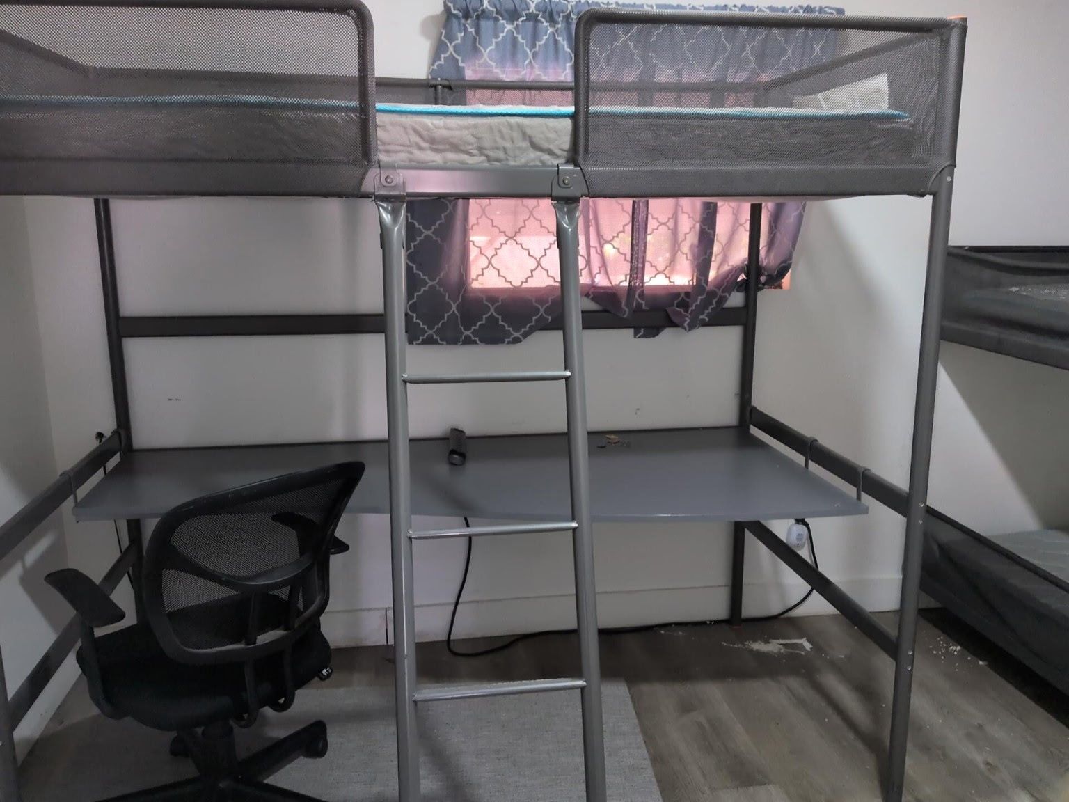 Twin Metal Loft Bed with Built-In Desk