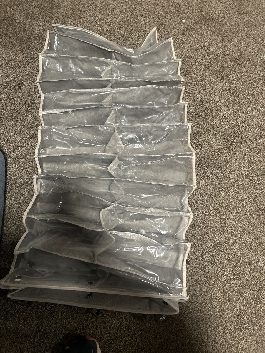 Hanging Closet Organizer with Clear Shoe Pockets - Space Saving Storage Solution