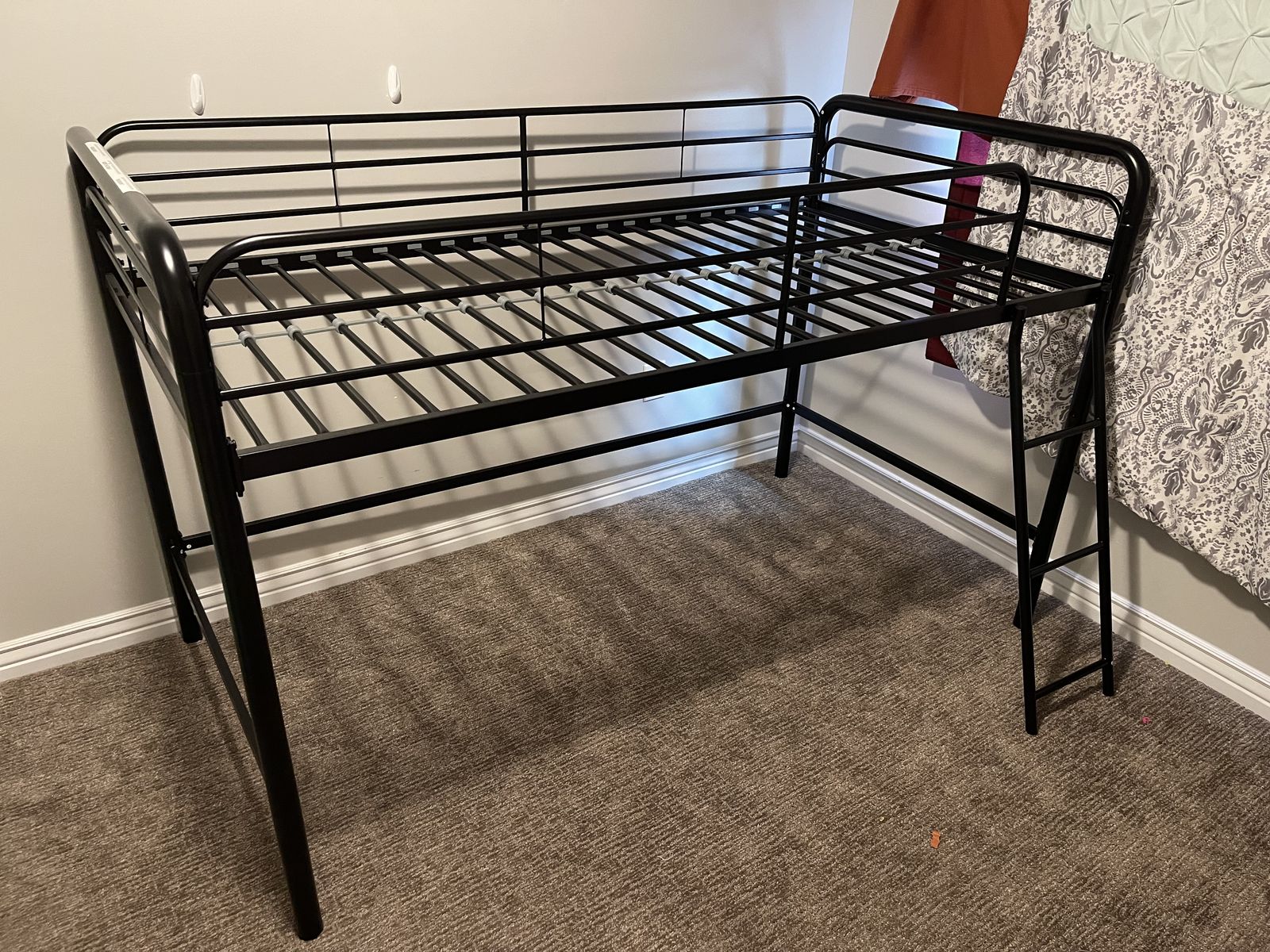 Twin Loft Bed, Black Metal