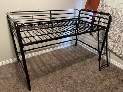 Twin Loft Bed, Black Metal