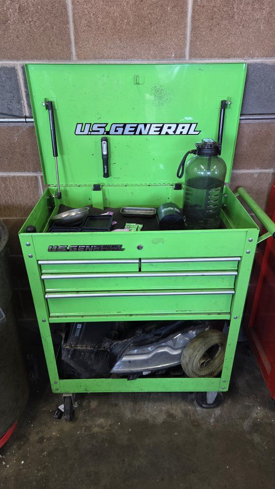 U.S. General Rolling Tool Cart - Green 4-Drawer Mechanics Cart