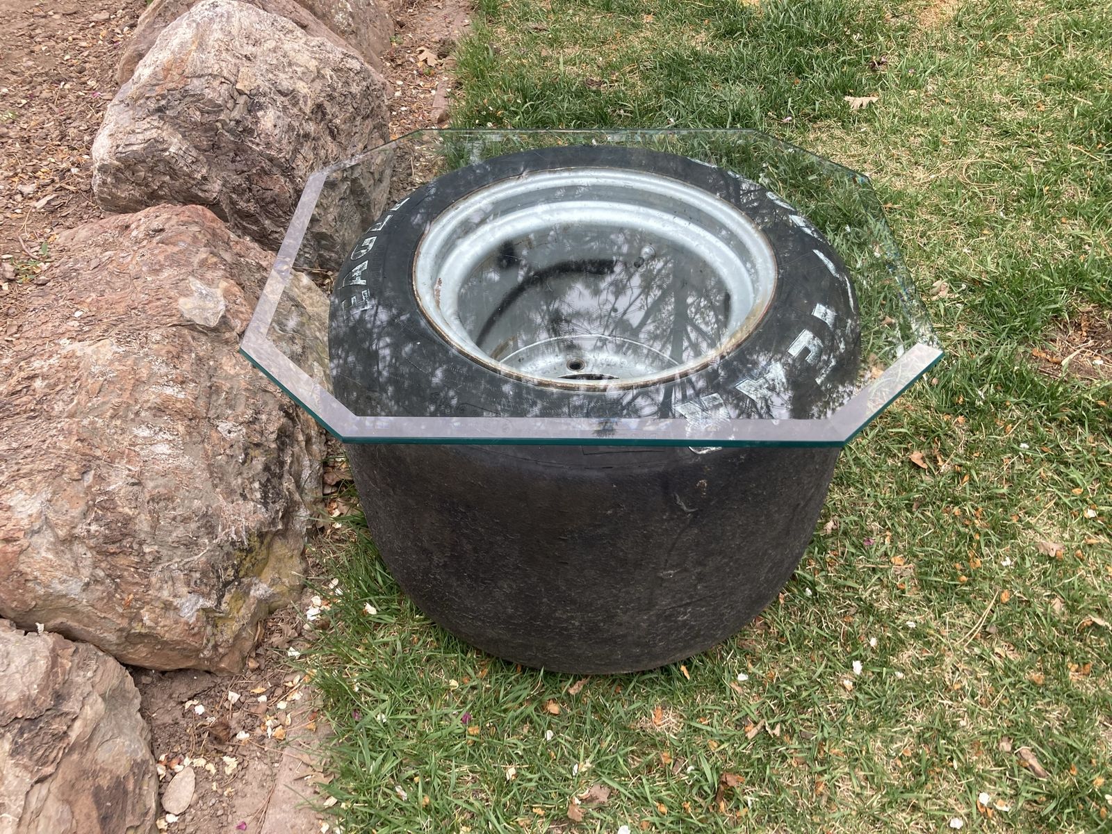 Man, Cave End Table, Race, Car, Tire And Rim