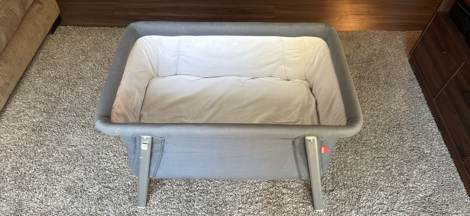 Babyhome Grey Portable Bassinet with Mattress