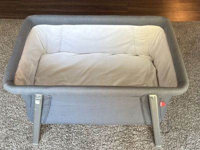 Babyhome Grey Portable Bassinet with Mattress