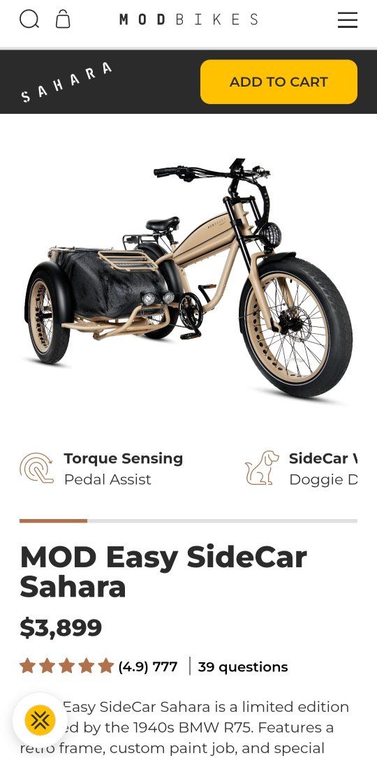 Modbike Sahara e-bike w/sidecar