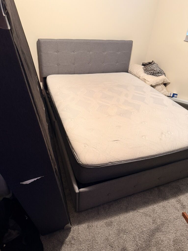 Upholstered Queen Size Platform Bed Frame