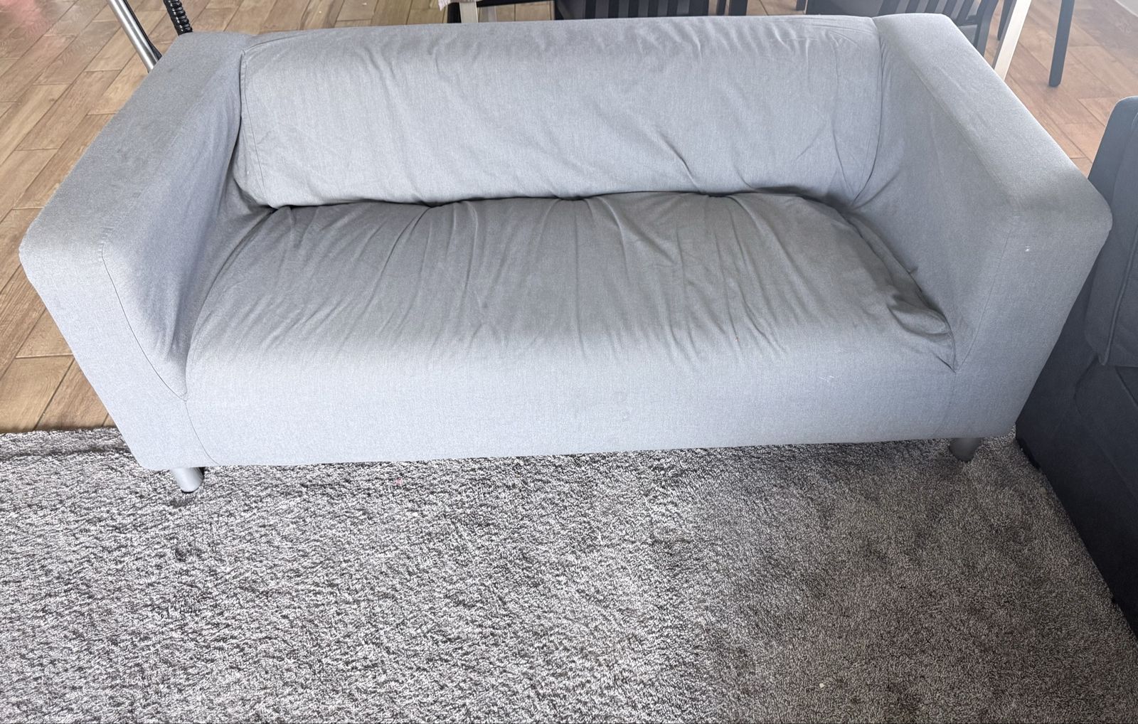 Gray Fabric Sofa with Wide Armrests Used