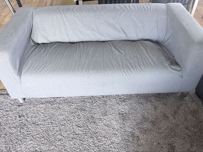 Gray Fabric Sofa with Wide Armrests Used