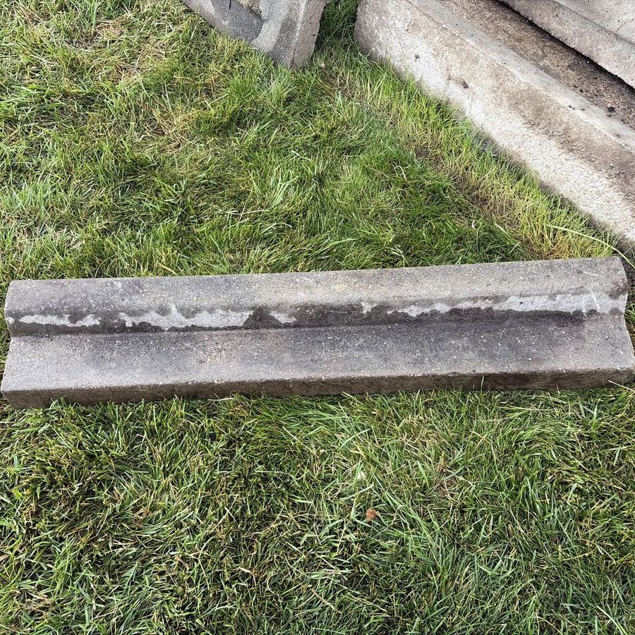 Used 3' Cement Garden Edging - 15 Full Pieces, 1 Corner, 1 Repairable Broken Piece