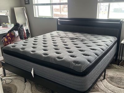 King Bed Frame w/ LED Lights & Charging Ports