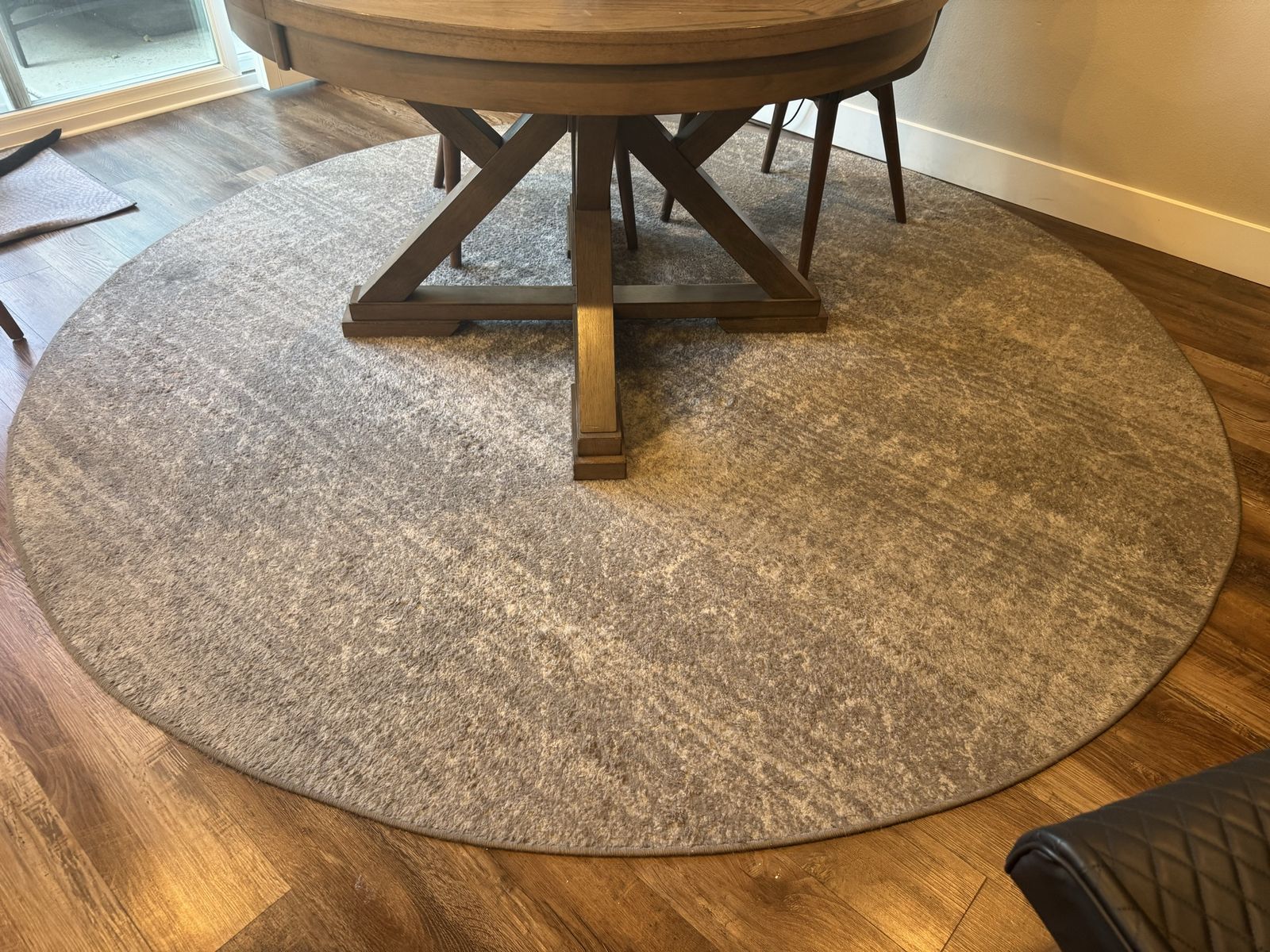 8 foot Round grey area rug 
