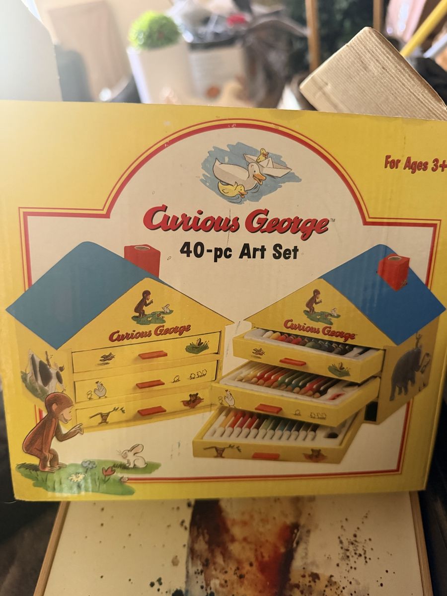 New. Cute Curious George Art Set