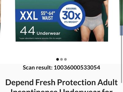 44 Depend Fresh Protection Adult Incontinence Underwear for Men Maximum XXL Grey
