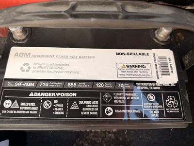 Battery AGM 24F-AGM Absorbent Glass Mat Car Battery - 710 CCA, 120 RC